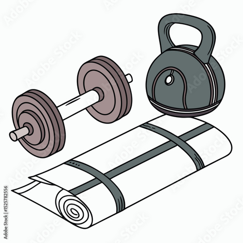 Gym equipment isolated on white background