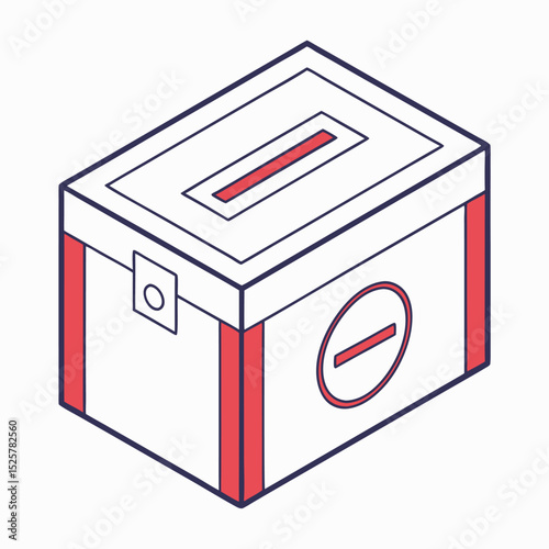 Isometric illustration of a ballot box representing voting and elections concept