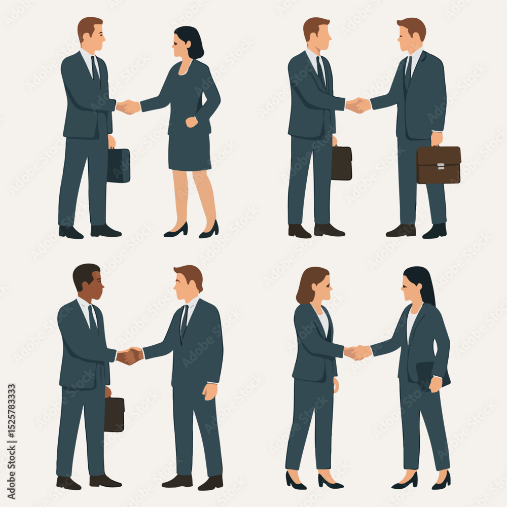 Vector Set Businesspeople handshake meeting agreement concept Vector Set Businesspeople handshake meeting agreement concept