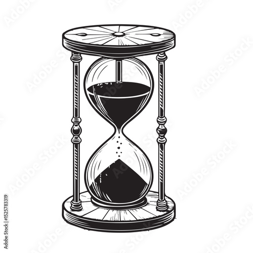 Vintage hourglass sand timer time measurement illustration