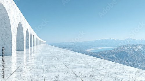 Wallpaper Mural A pristine, arched walkway stretches towards a distant mountain range. Torontodigital.ca