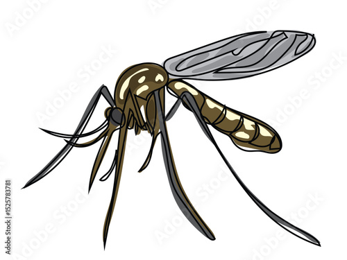 A mosquito in a continuous line drawing on a white background.