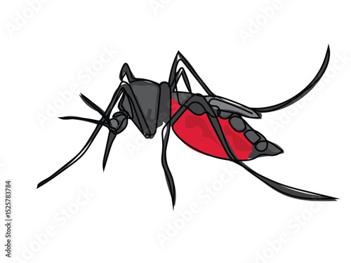 A mosquito in a continuous line drawing on a white background.