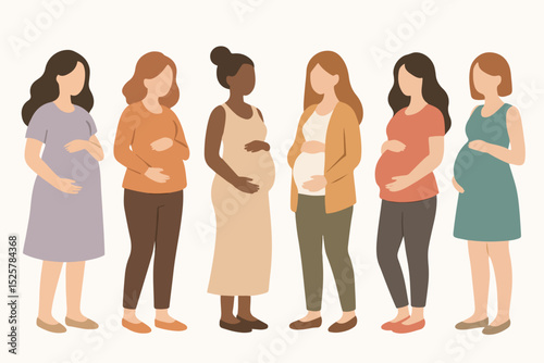 Vector Set Pregnant women pregnancy expecting motherhood concept
