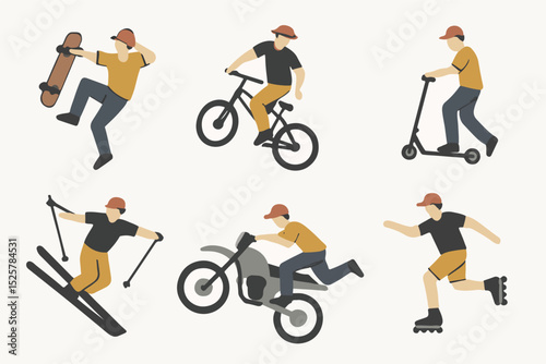 Vector Set Freestyle stunts performance sports activity