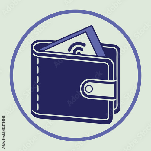 Modern digital wallet representing contactless payment in simple vector icon illustration