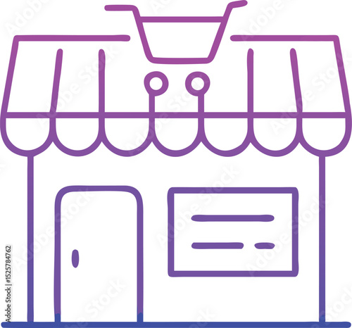 Modern minimalist storefront icon with gradient outline ready for e-commerce and retail