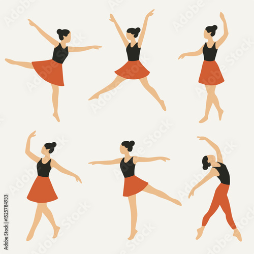 Vector Set Dancer positions movement posing performance art activity