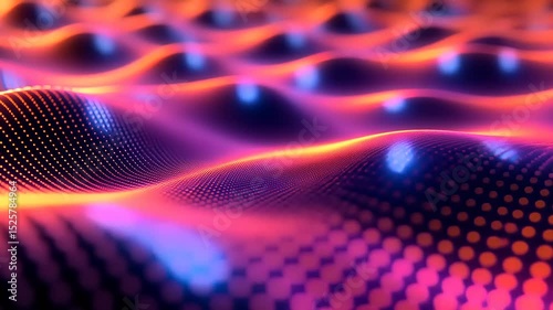 Abstract colorful wave patterns with glowing dots creating a vibrant digital landscape