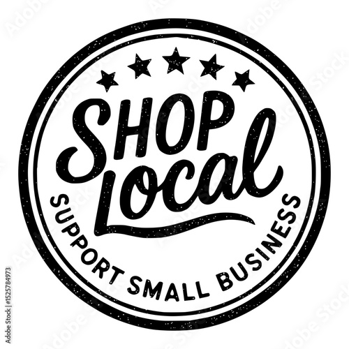 Shop Local Icon, Support Small Business Badge for Retail and Online Shopping