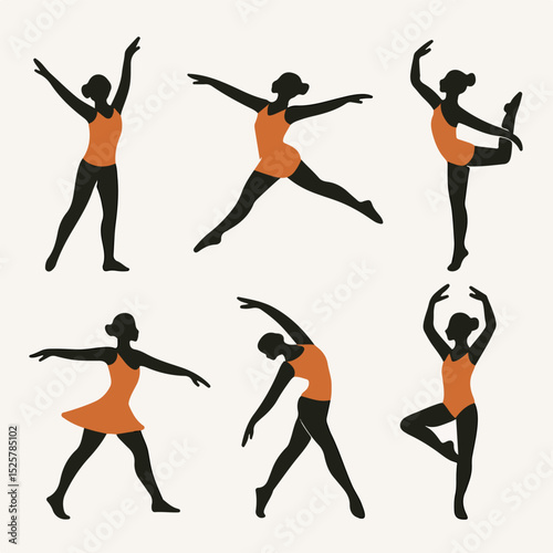 Vector Set Dancer positions movement posing performance art activity