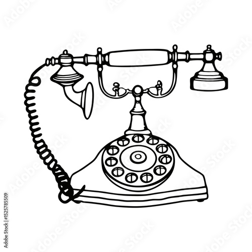 Antique Telephone Vector Illustration Retro Communication Icon