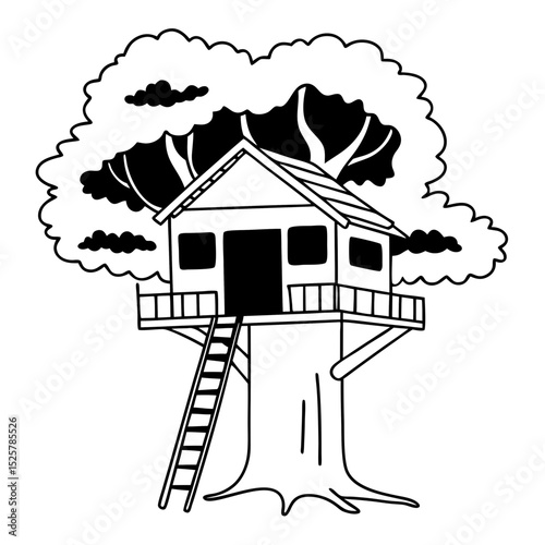 Treehouse Vector Illustration Playhouse Kids Outdoor Nature