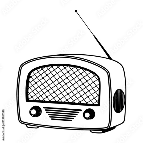 Vintage Radio Vector Illustration Retro Broadcast Design