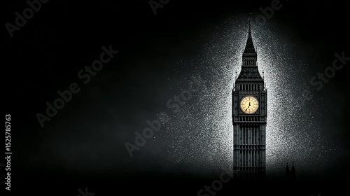 Silhouette of the clock tower with a dramatic effect.