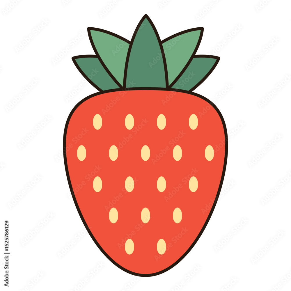 Fototapeta premium STRAWBERRY fruit illustration icon simple vector symbol drawing cute outline doodle logo botanical vibrant clipart element sticker object