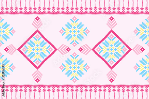 Pink Floral Embroidery Textile for Flyer