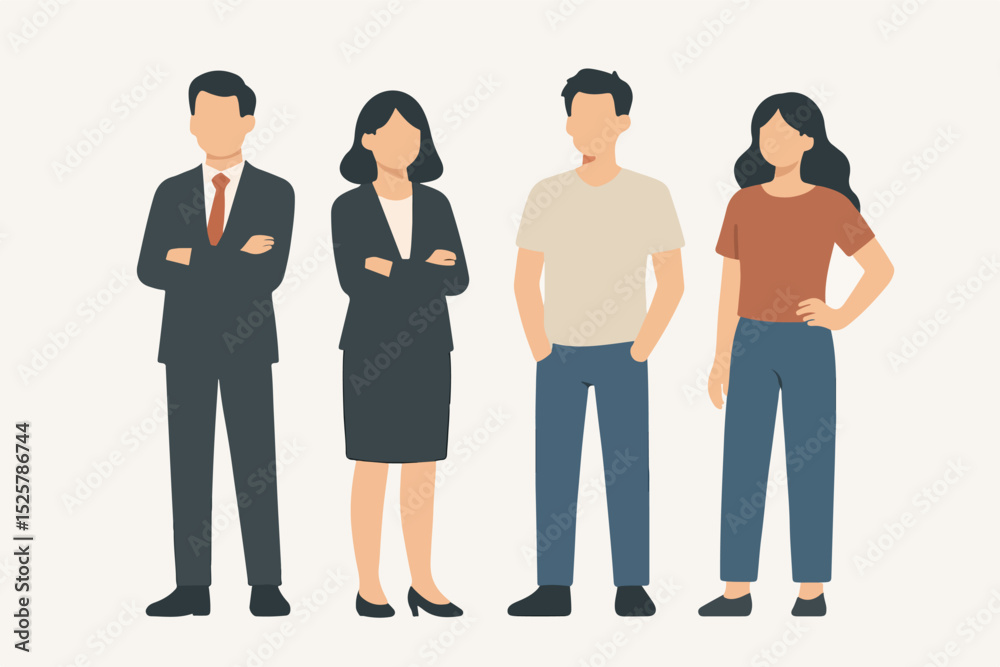 Obraz premium Vector Set People wearing business and casual clothing