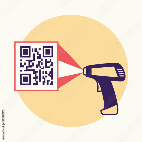 Scanning a qr code with a barcode reader on a neutral background