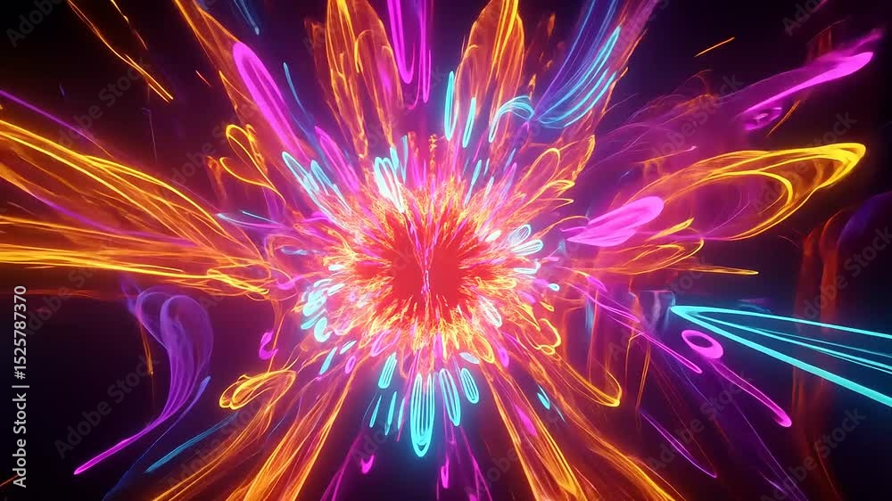 Vibrant abstract explosion of colors with dynamic light trails creating a mesmerizing visual effect Vibrant abstract explosion of colors with dynamic light trails creating a mesmerizing visual effect