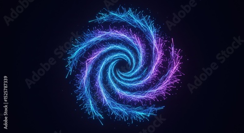 Abstract swirling vortex of vibrant, luminous particles