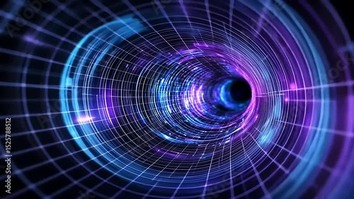 Abstract representation of a cosmic tunnel with vibrant colors and light trails creating depth