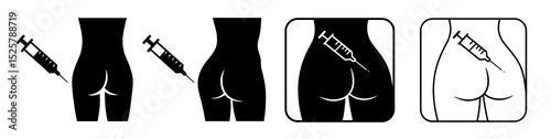 Buttock injections in various styles and formats for medical or cosmetic treatment illustration
