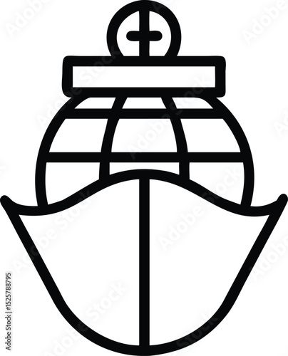 Silhouette of a ship with a globe showing global transportation and shipping concepts