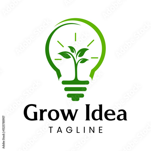 logo design idea with lights and bright plant grow, for product logo or store identity