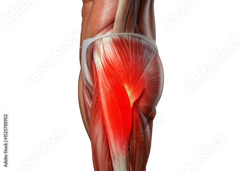 Inflamed Psoas Major. isolated on transparent or white background photo