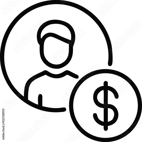 Silhouette of a wage coin with a person icon representing financial earnings