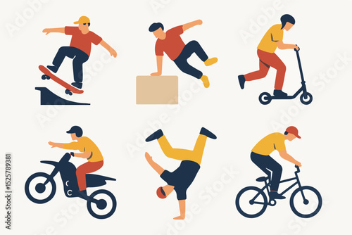 Vector Set Freestyle stunts performance sports activity