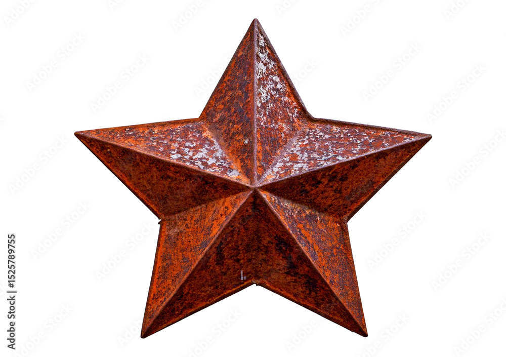 Fototapeta premium Rusty Metal Star isolated on transparent or white background