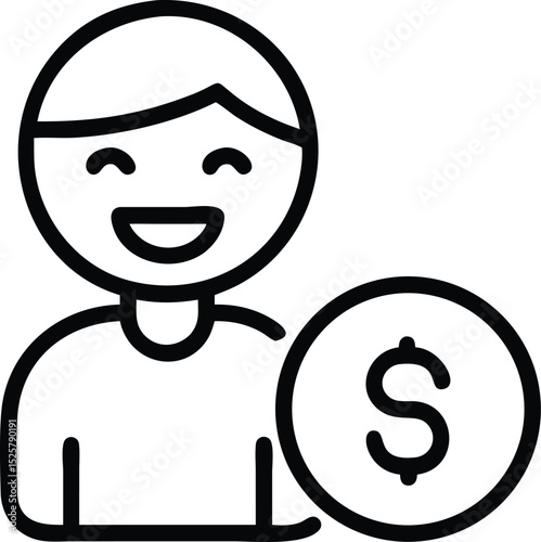 Smiling silhouette celebrating financial success and profitable investment gains