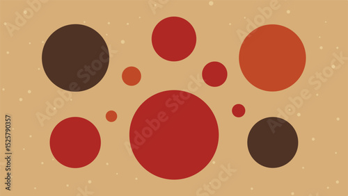 Abstract geometric composition featuring various sized and colored circular shapes