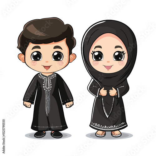 Adorable Children Wearing Islamic Abaya