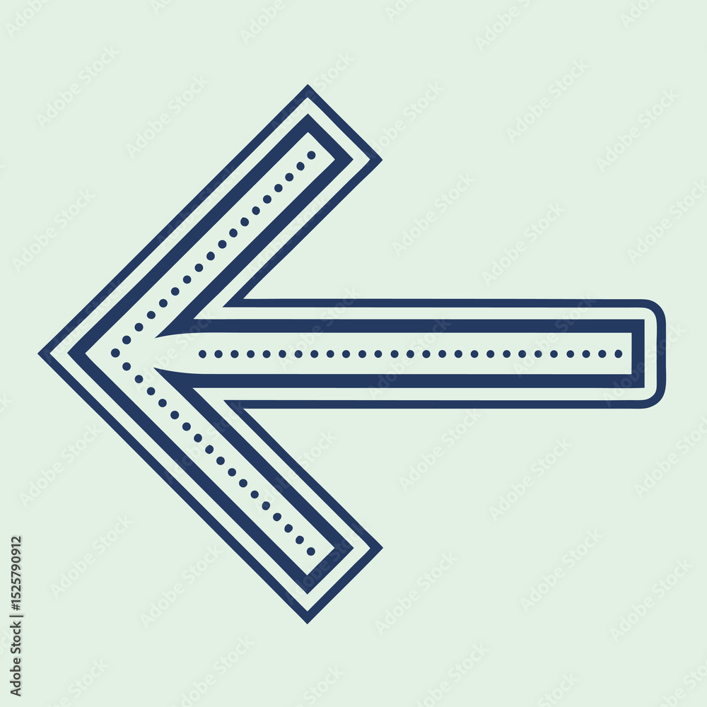 Obraz premium Stylized left arrow icon with dotted details on light green background