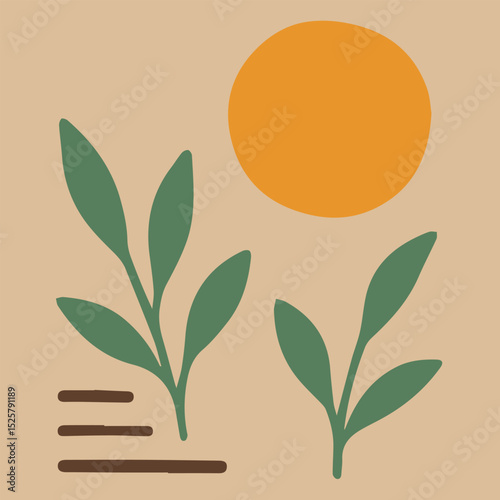 Vector set of creative minimalist hand drawn illustrations perfect for stylish wall decor, unique postcards, or modern and elegant brochure cover designs.