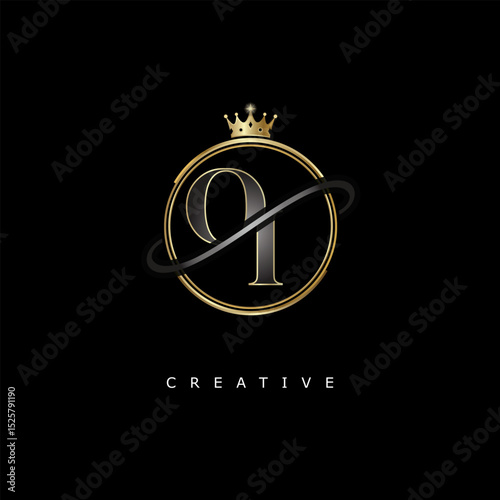 OI Luxury Creative Logo – Elegant Gold Monogram Letter mark with Crown, Circle & Royal Style for Fashion, Boutique, Jewelry, Branding & Premium Identity Design