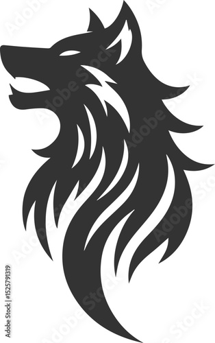 Illustration vector silhouette of a wolf wild animal drawing black