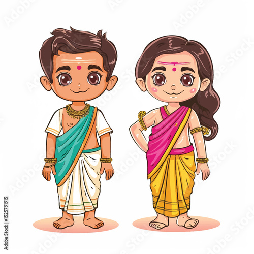 Indian Kids in Traditional Dhoti Clothing