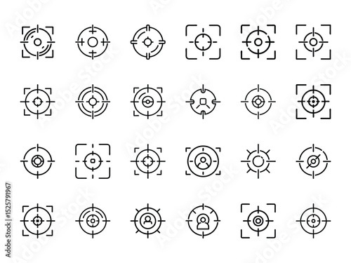 focus and target achievement icon design line art vector illustration