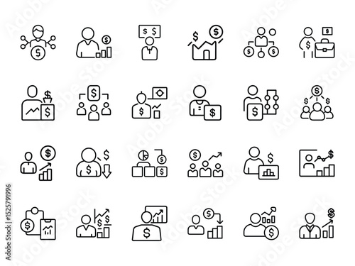 finance accounting tools icon bundle line art vector illustration
