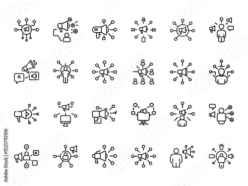 digital marketing concept icon collection line art vector illustration