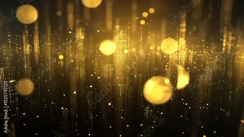 Golden particles shimmering against a dark background, creating a magical atmosphere for celebrations