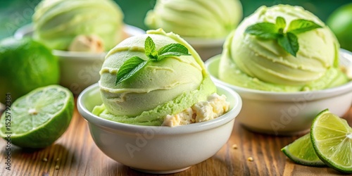 key lime pie ice cream closeup view creamy green base dessert zesty flavor concept