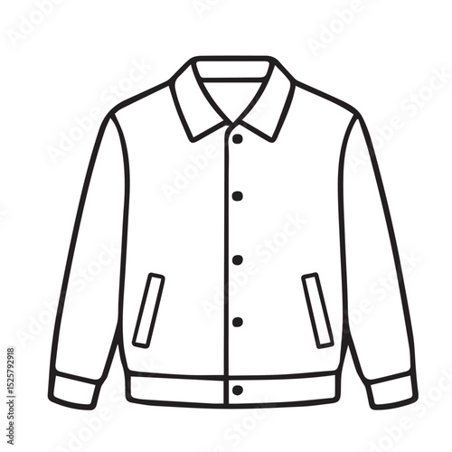 Minimalist vector illustration of a jacket in black and white, featuring bold black outlines and clean, simple shapes with no shading or texture.


