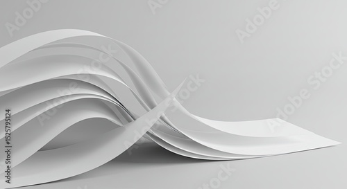 Abstract architectural design.  Layered, flowing white forms in a minimalist aesthetic