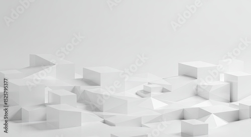 Abstract 3D geometric shapes composition
