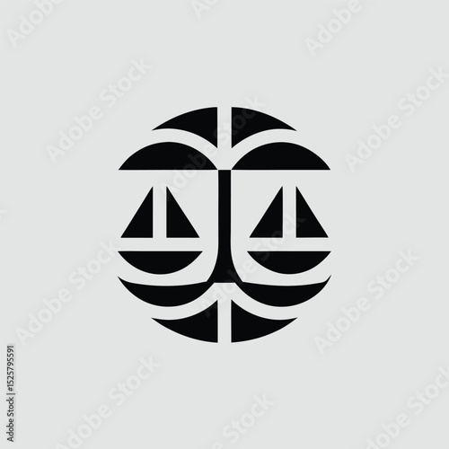 Abstract balanced design symbol representing justice and legal representation on white